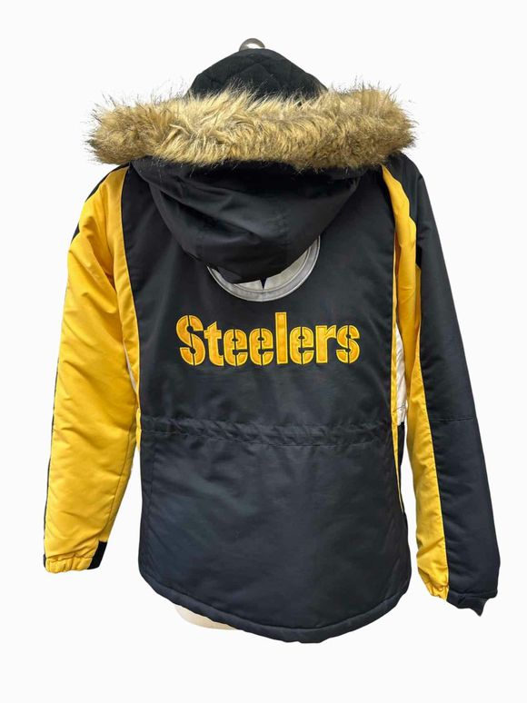 NFL STEELERS FULL ZIP PARKA BLACK/YELLOW JACKET SIZE M