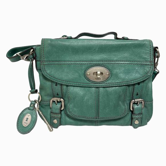 FOSSIL MADDOX SOFT LEATHER CROSSBODY TEAL SATCHEL