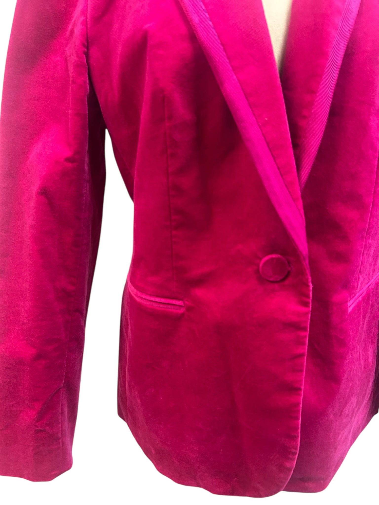 JCREW FACTORY SINGLE BREASTED VELVET FUSCHIA BLAZER SIZE 14
