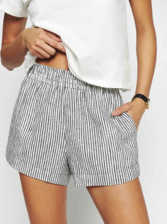 REFORMATION MILA 100% LINEN PULL ON SHORTS SIZE: M