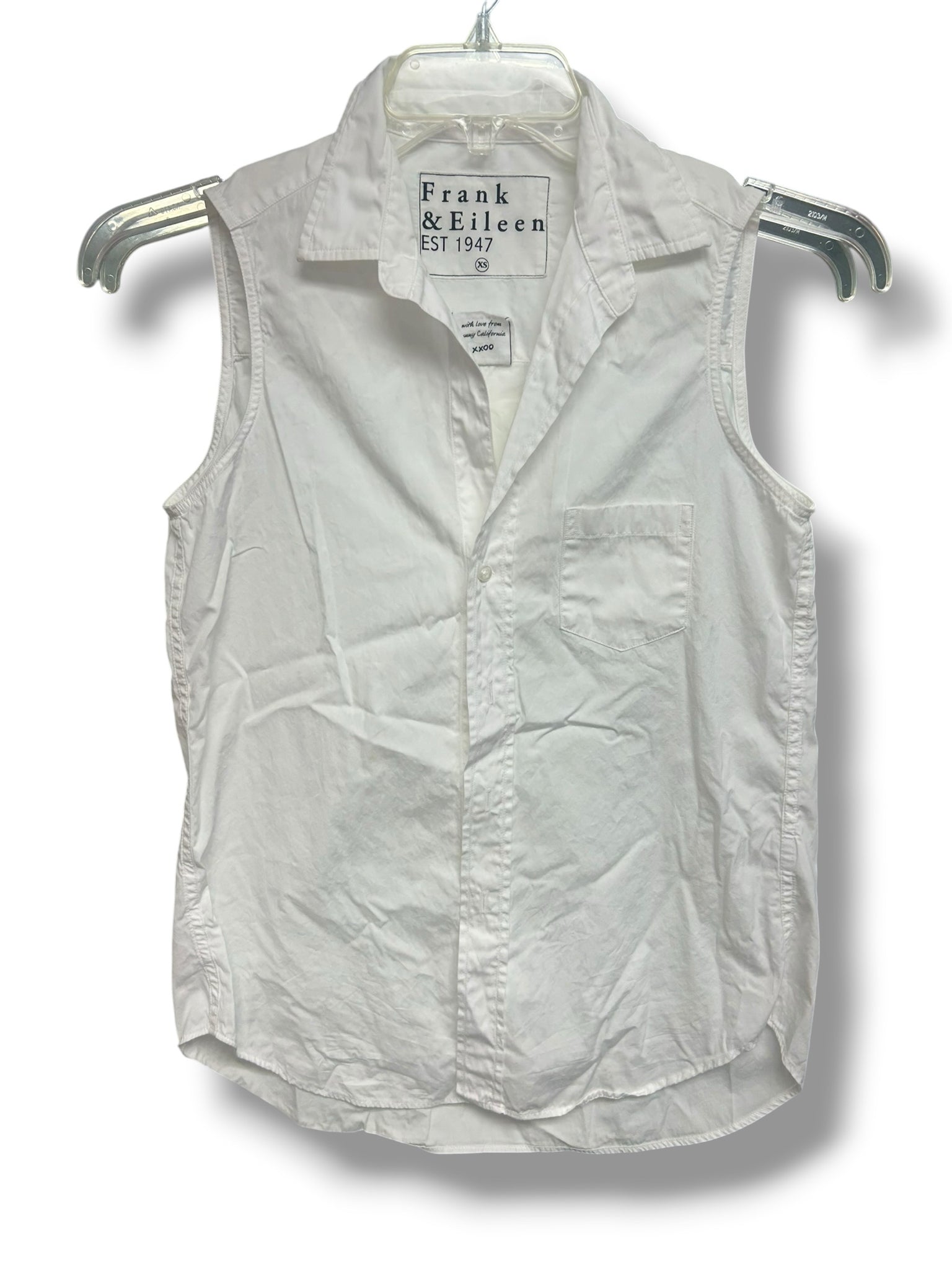 FRANK & EILEEN FIONA COTTON SLEEVELESS WHITE BUTTON UP BLOUSE SIZE XS