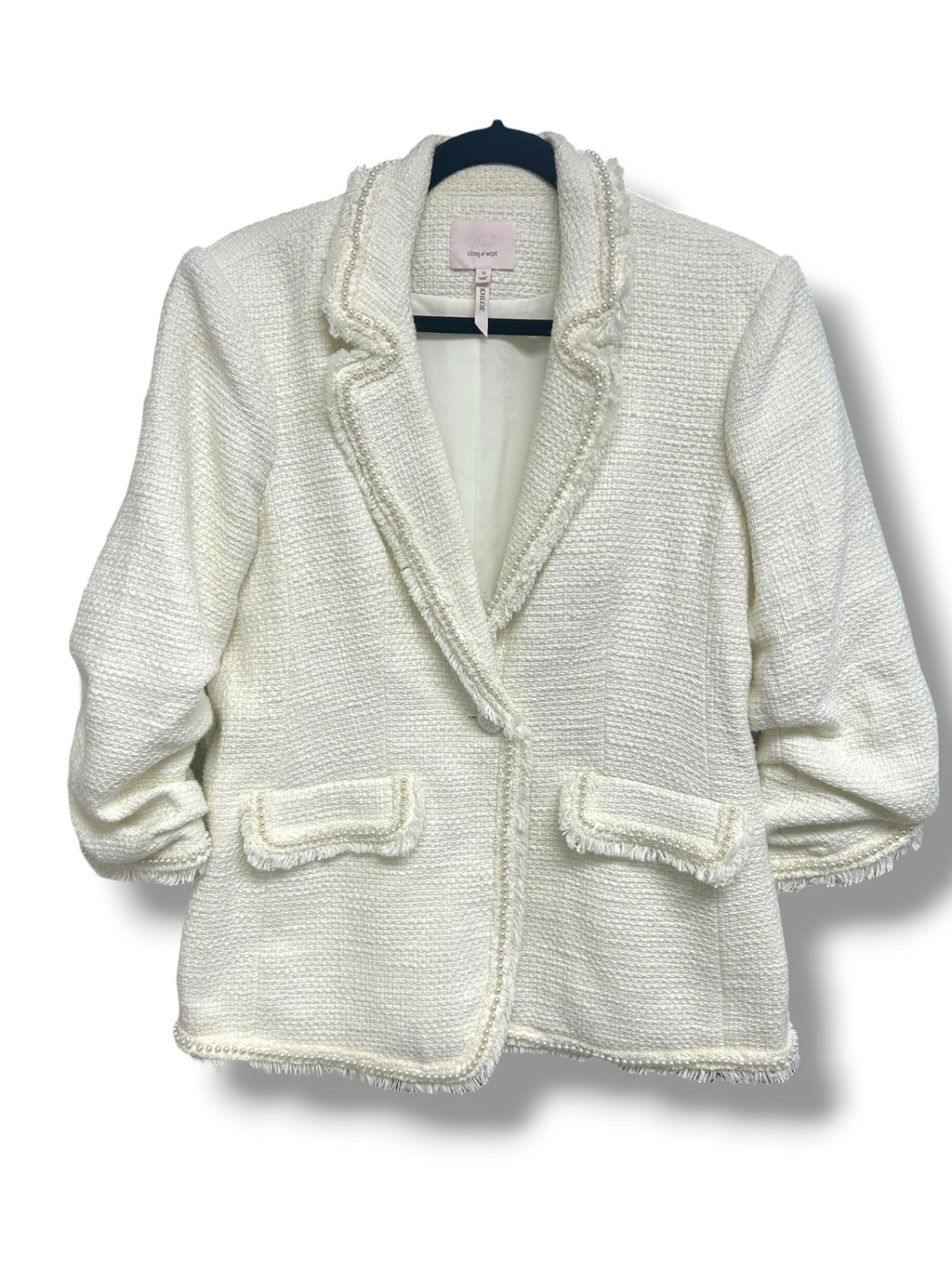 CINQ A SEPT KHLOE FAUX PEARL EMBELLISHED BOUNCE BLAZER SIZE 12