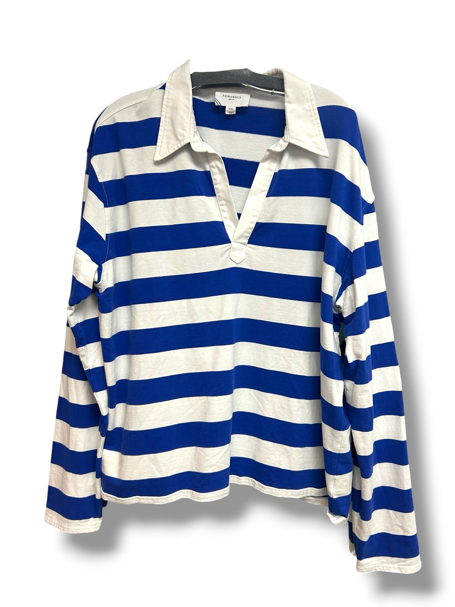 TUCKERNUCK POMANDER PLACE BLUE WHITE STRIPED POLO SIZE XXL