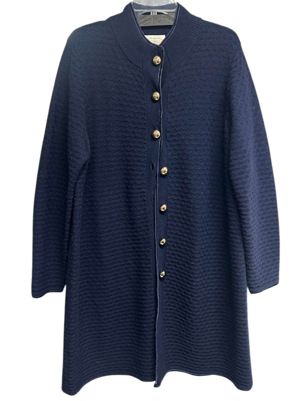 STS SAIL TO SABLE LIGHT NAVY WOOL HONEY COMB LONG CARDIGAN SIZE XXL