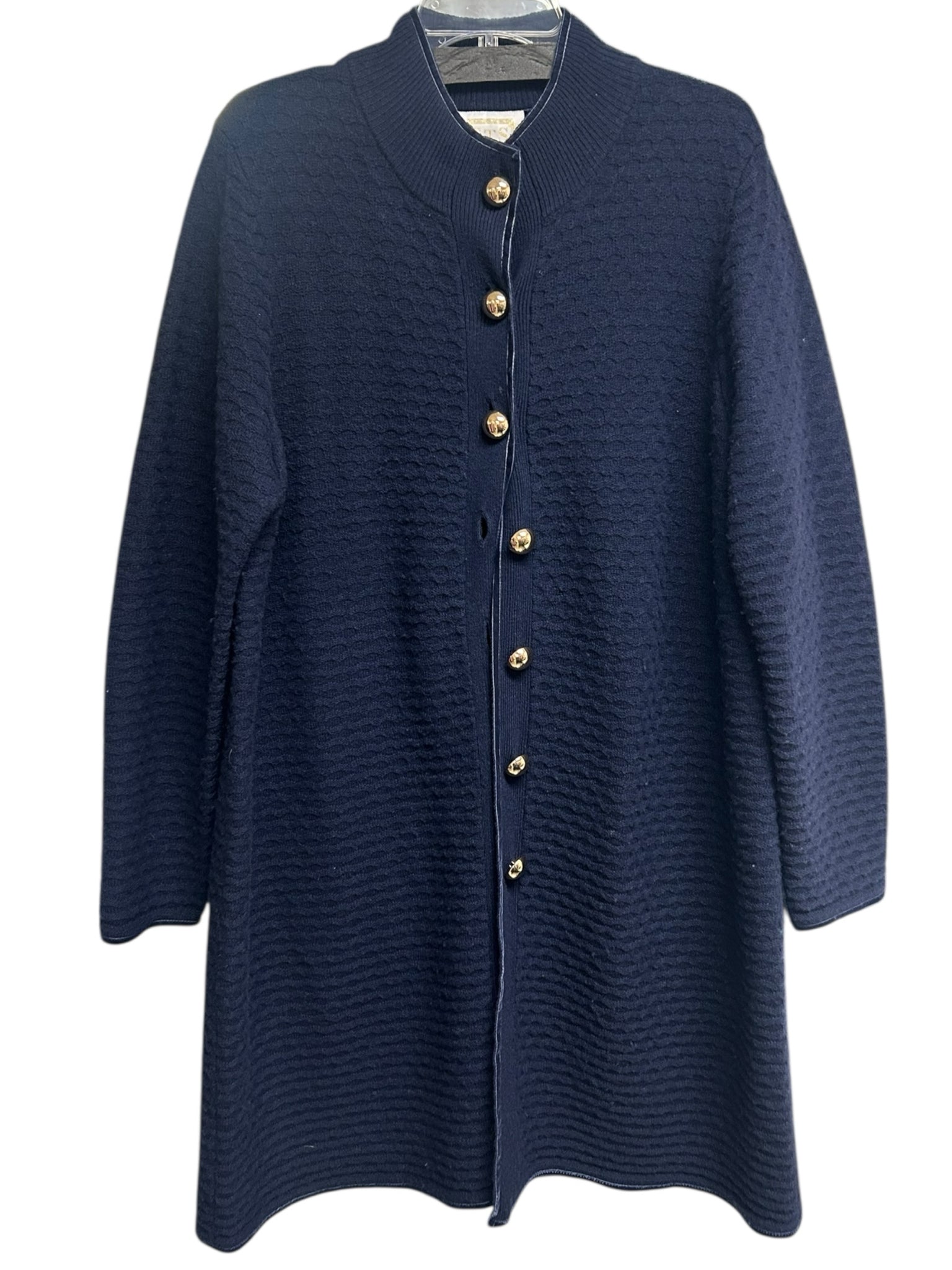 STS SAIL TO SABLE LIGHT NAVY WOOL HONEY COMB LONG CARDIGAN SIZE XXL