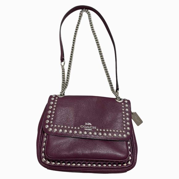 COACH KLARA RIVET PEBBLE PLUM CROSSBODY