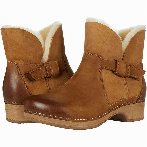 DANSKO NWOB! BESSIE HONEY BURNISHED NUBUCK CAMEL BOOTS SIZE 38