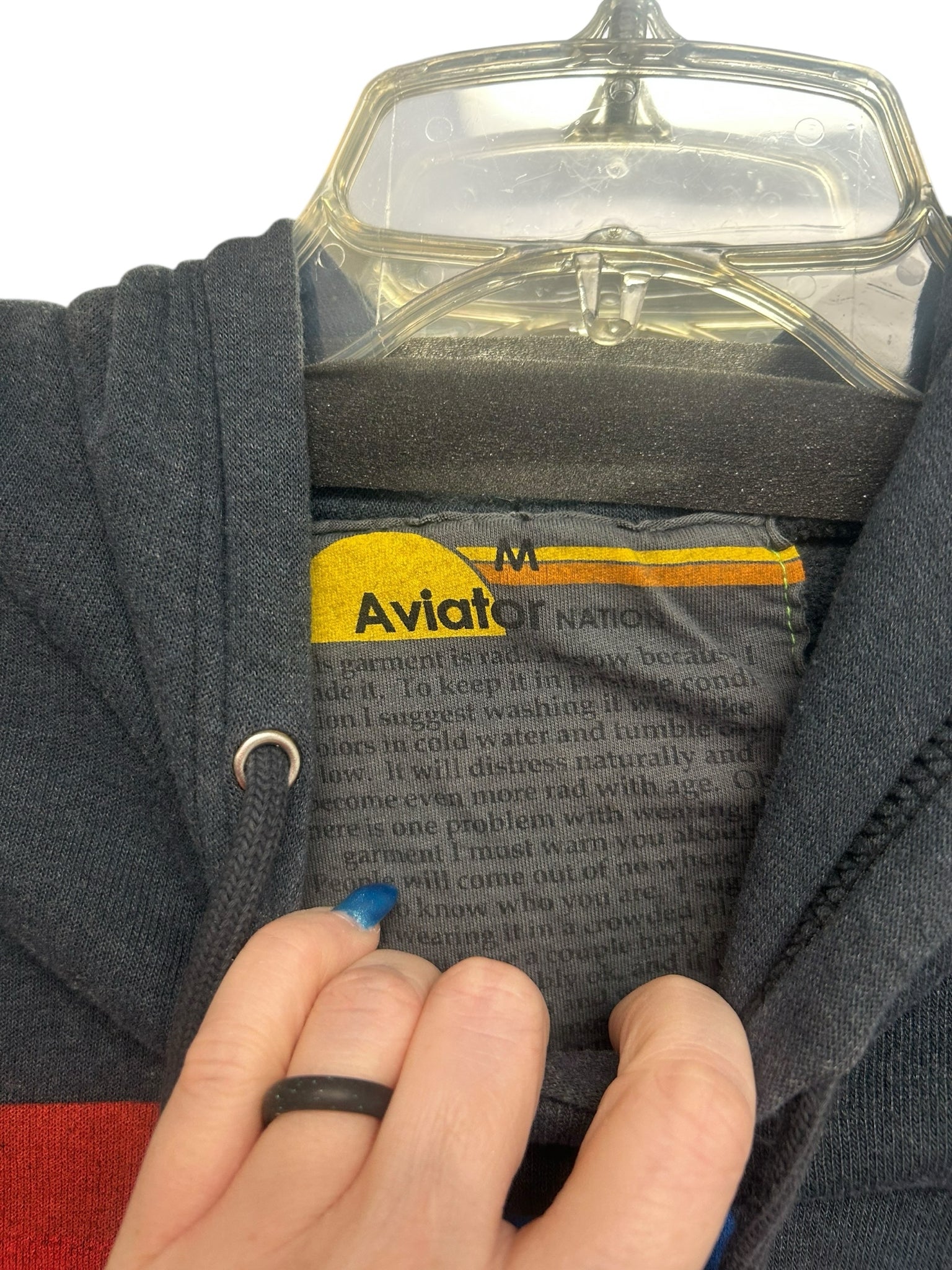 AVIATOR NATION OVERSIZED CHARCOAL LOGO HOODIE SIZE MEDIUM