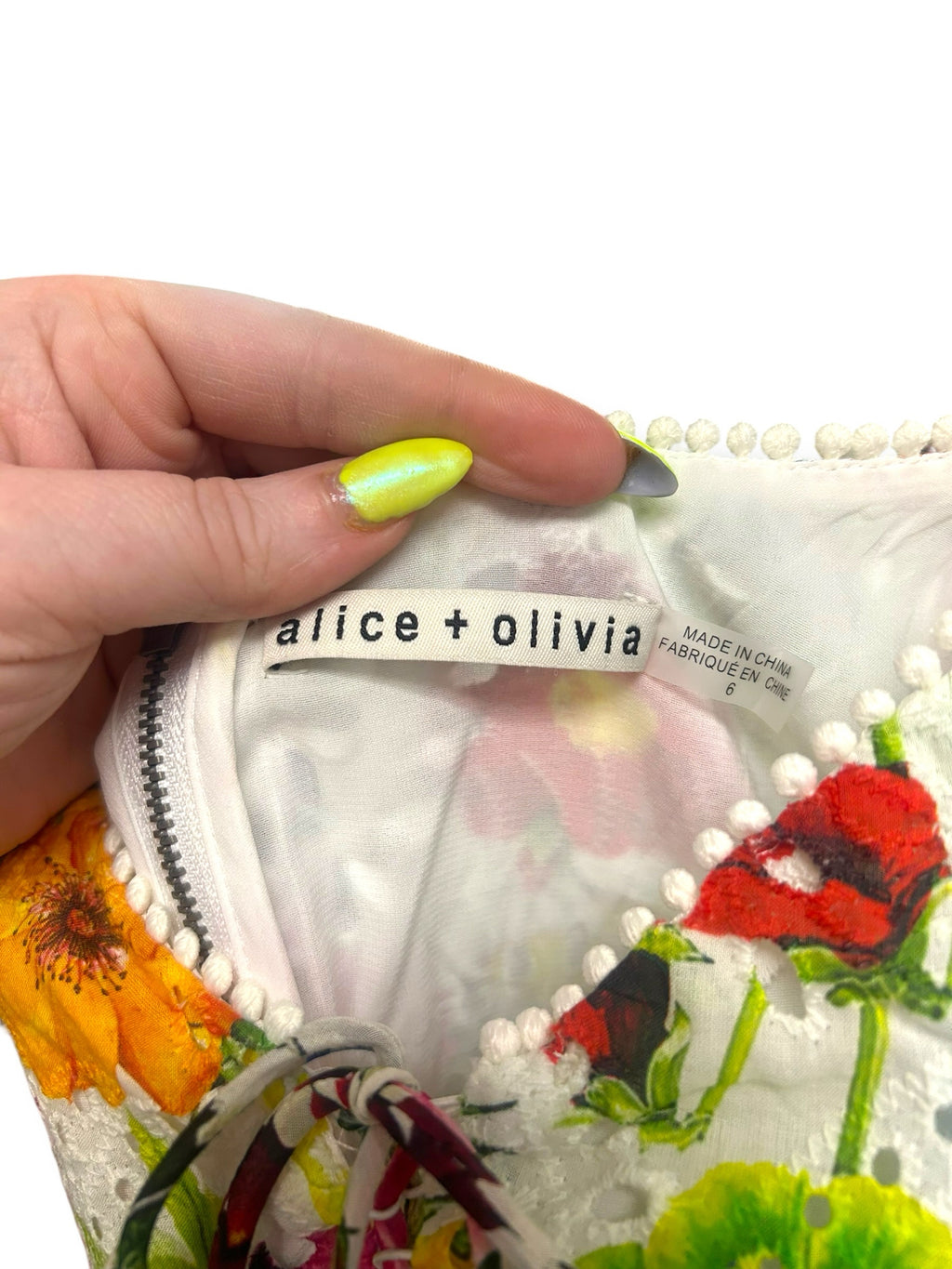 ALICE & OLIVIA CRAWFORD MINI DRESS IN SUNDAY STROLL MULTI SIZE 6