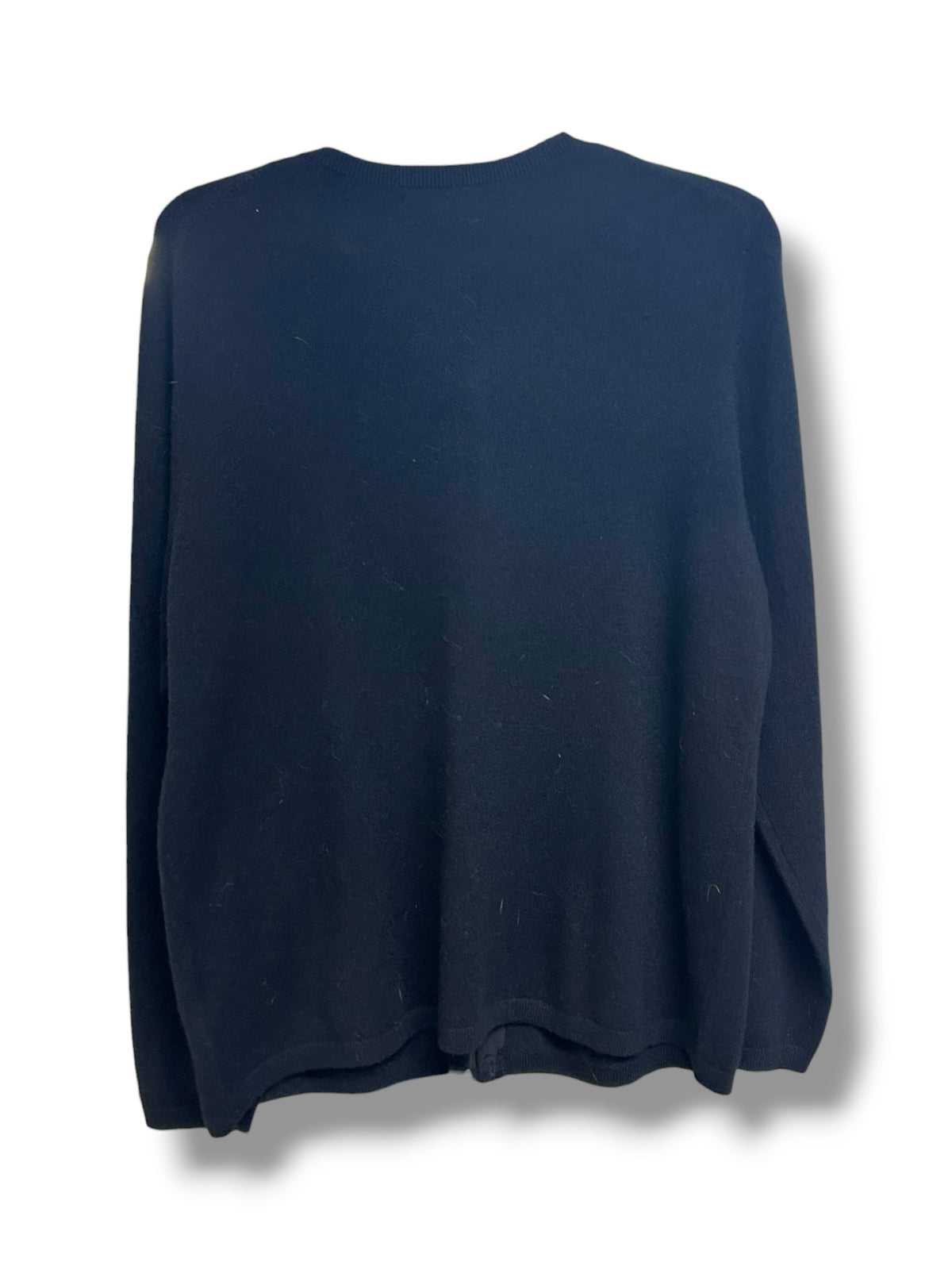 NWT WOMEN'S LANDS END BLACK 100% CASHMERE BUTTON UP CARDIGAN SIZE XL