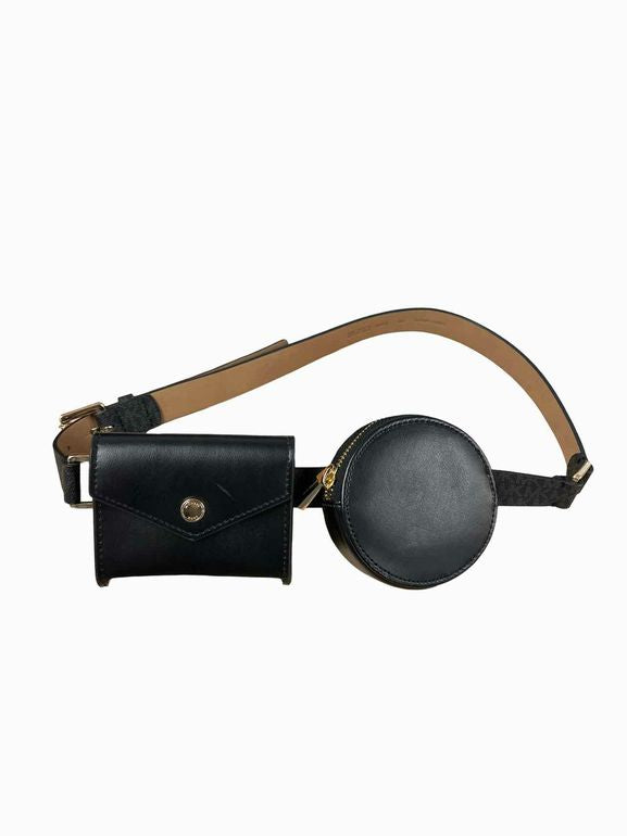 MICHAEL KORS LOGO BELT + DOUBLE POUCH FANNY SIZE: S/M