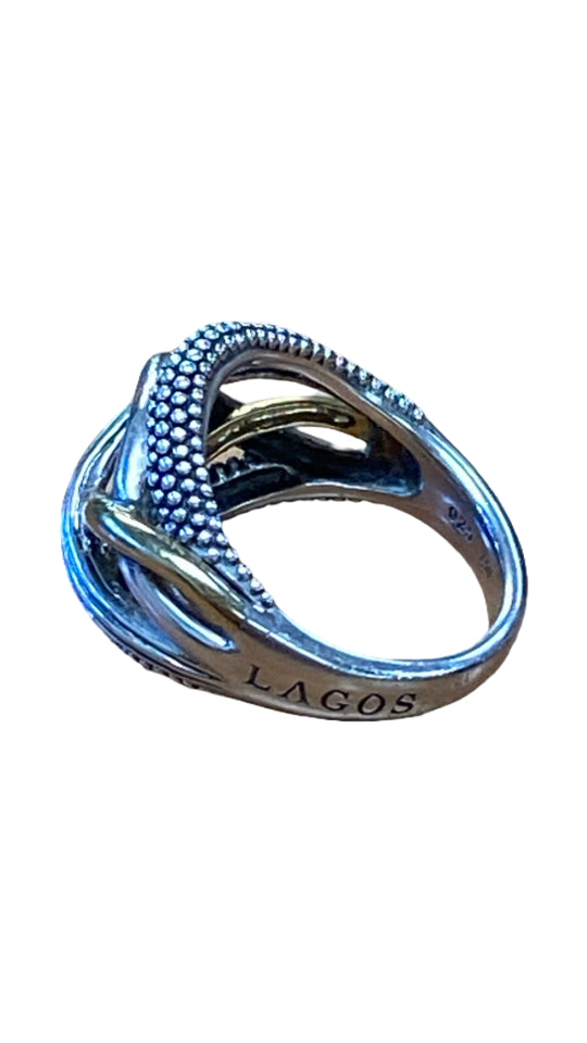 LAGOS STERLING SILVER 18K 925 CAVIAR LACED RING SIZE 7.5