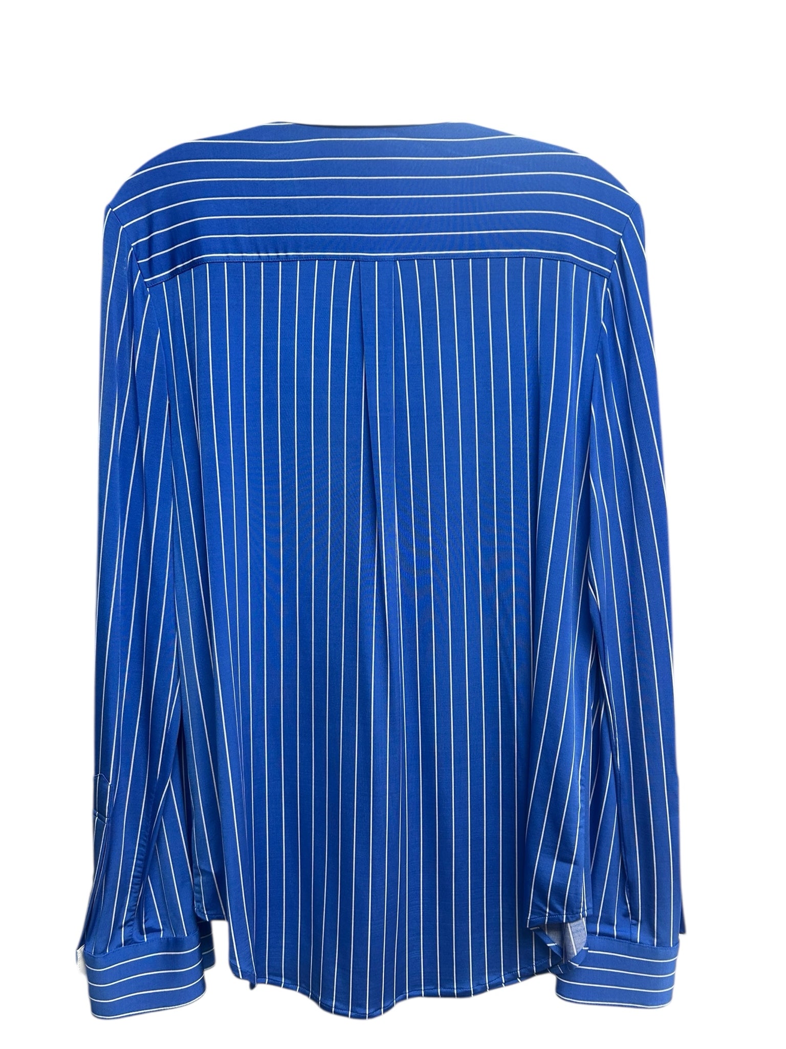 THEORY NWT ESSENTIAL BUTTON DOWN BLUE STRIPED JERSEY TOP SIZE MEDIUM