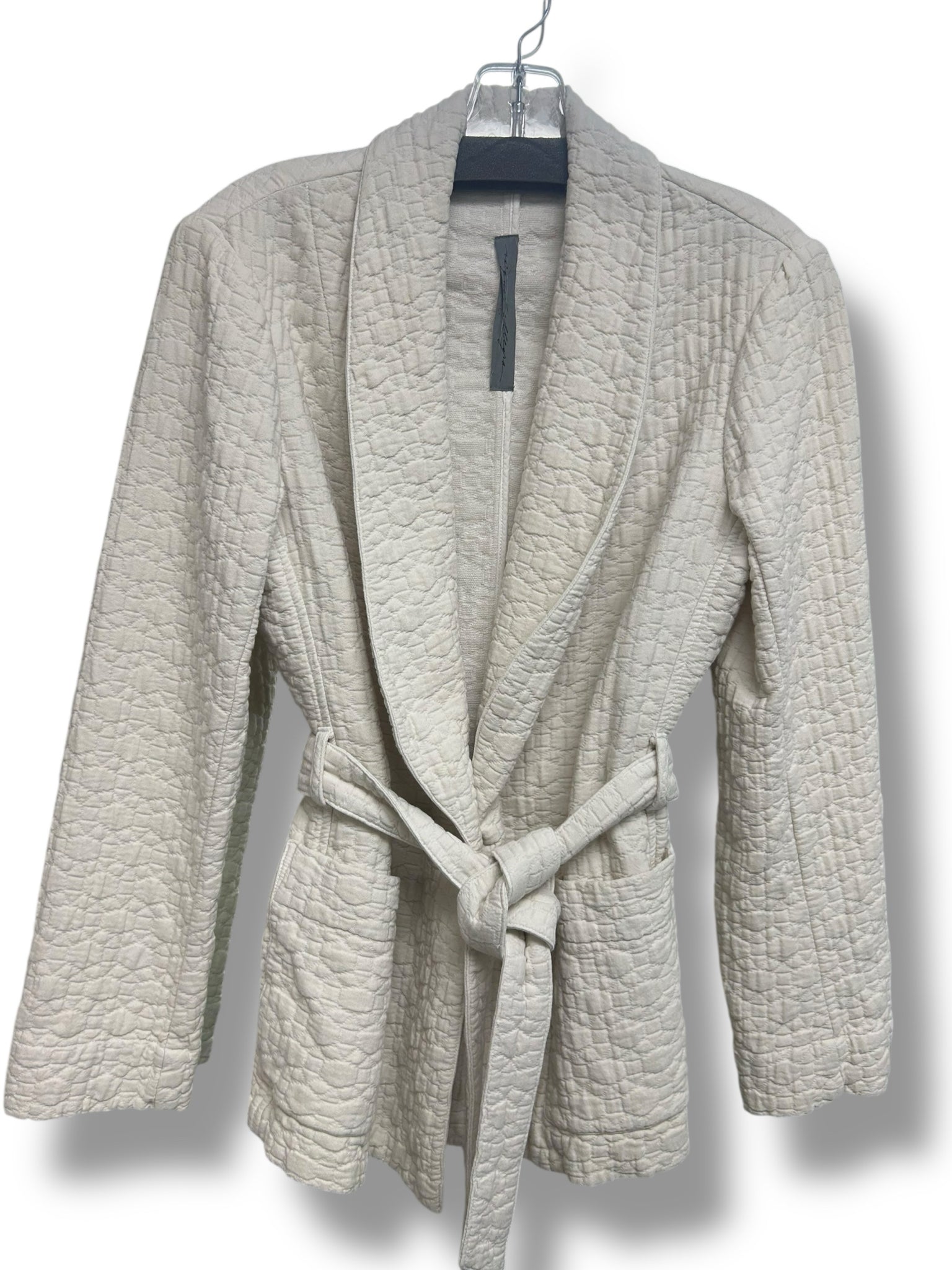 RAQUEL ALLEGRA QUILTED SHAW COLLAR SHORT BELTED MUSLIN JACKET SIZE 0