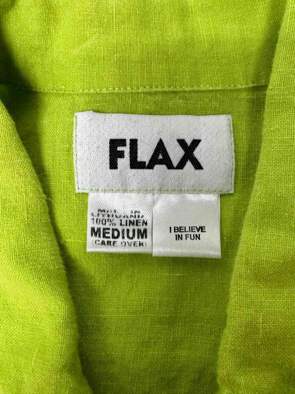 FLAX 100% LINEN SHIRT LIME GREEN JACKET SIZE M