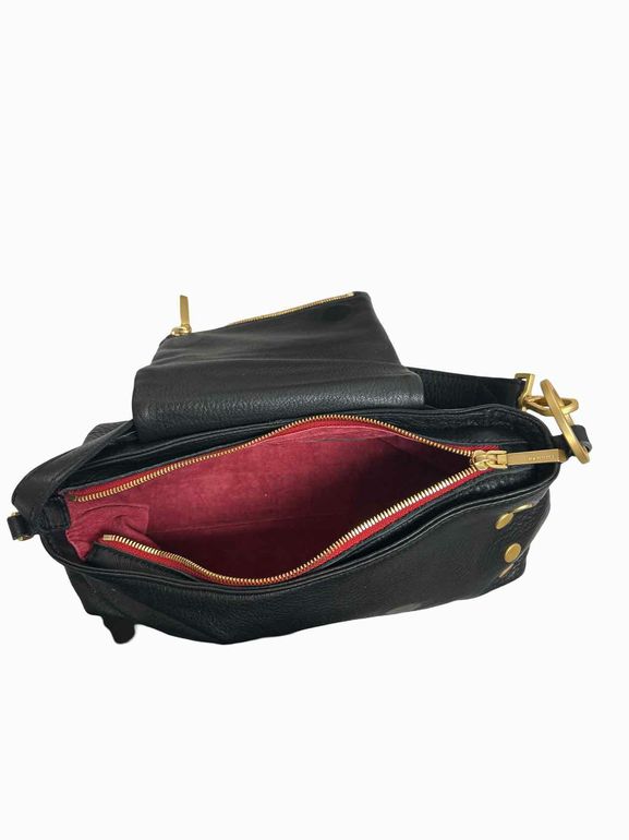 HAMMIT VIP SATCHEL IN BLACK/BRUSHED GOLD RED ZIP