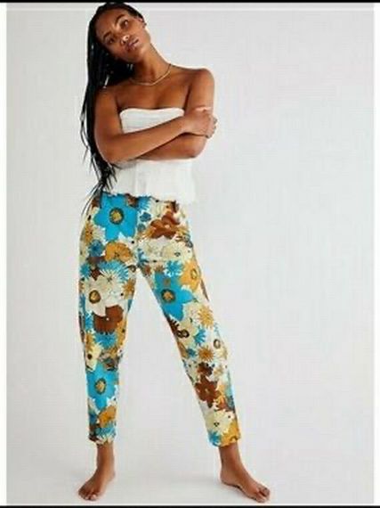 FREE PEOPLE FLOWER POWER TESSA TAPERED TROUSER SIZE 4