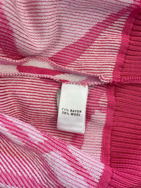 ST JOHN SANTANA SKNIT ZIP PINK/WHITE JACKET SIZE M