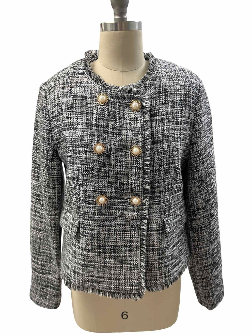 ANTHROPOLOGIE MAEVE DOUBLE BREASTED TWEED JACKET BLAZER SIZE: S