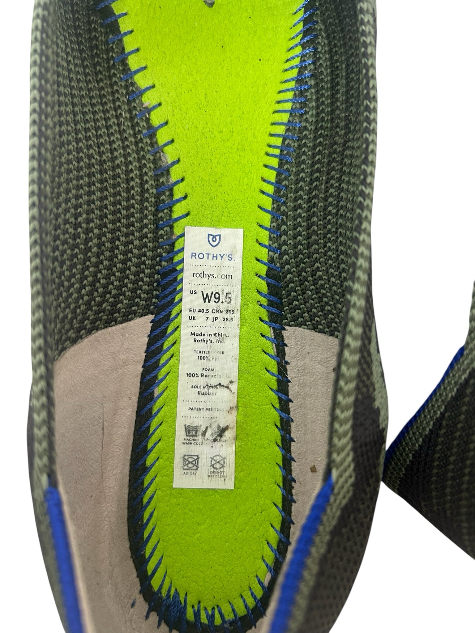ROTHY'S  THE POINT CAMO KNIT FLAT GREEN W BOX SIZE 9.5