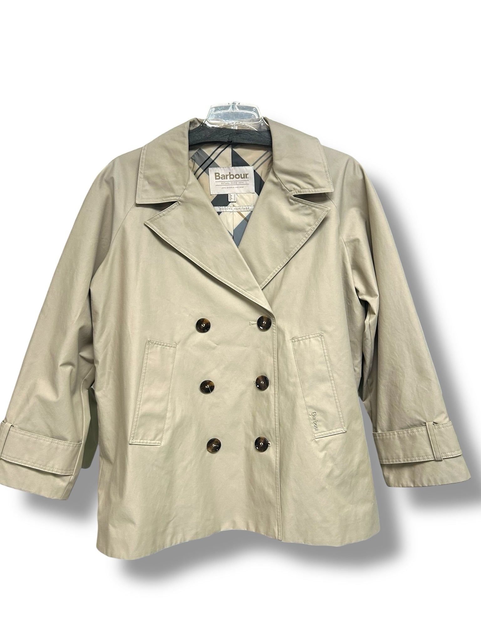 BARBOUR MAISY SHOWERPROOF DOUBLE BREASTED JACKET TAN KHAKI SIZE US 10 - WEARHOUSE  CONSIGNMENT