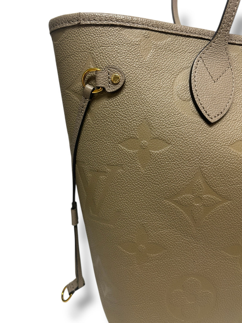 LOUIS VUITTON NEVERFULL MM TURTLEDOVE MONOGRAM EMPREINTE LEATHER WITH POUCH