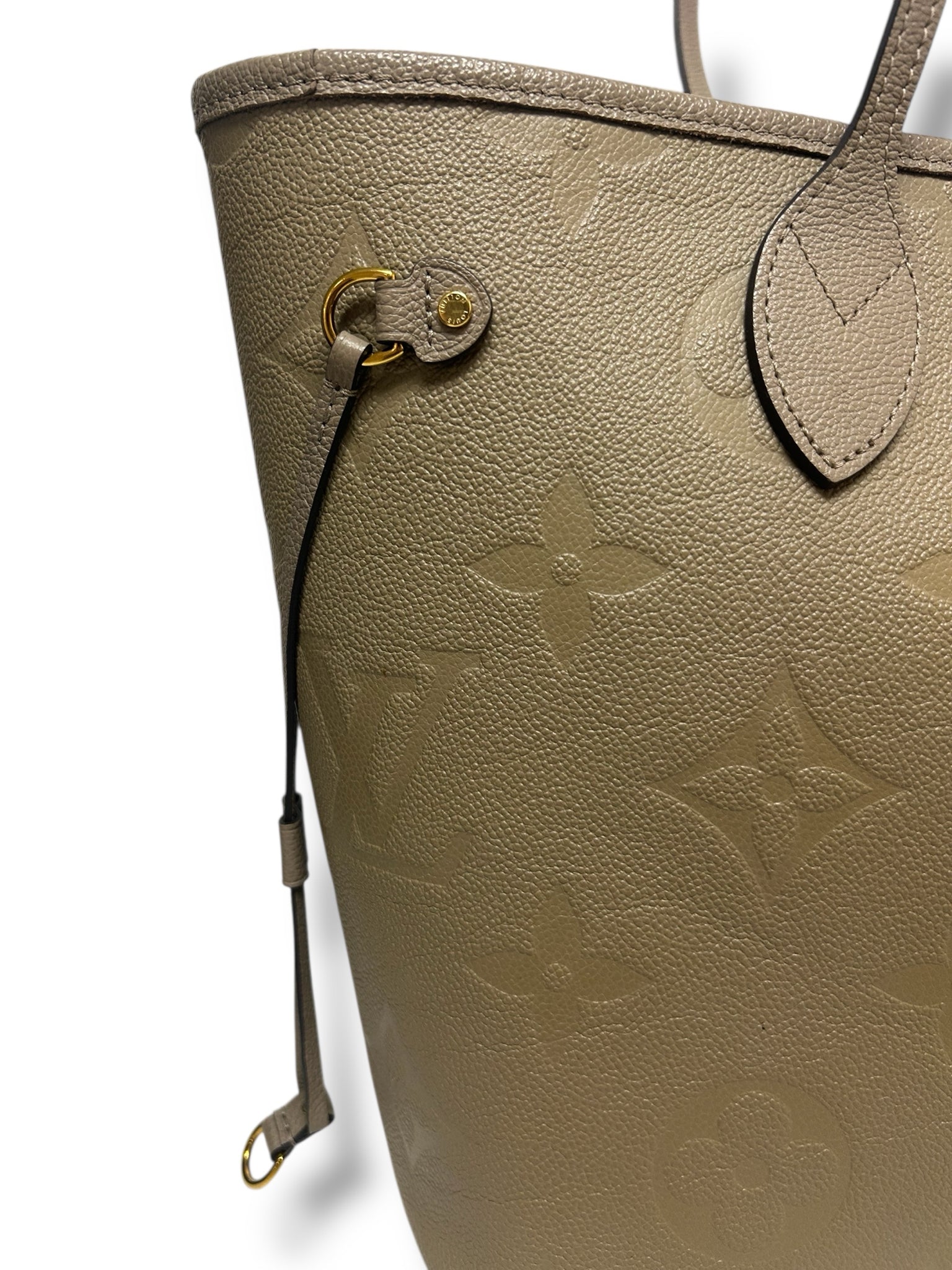 LOUIS VUITTON NEVERFULL MM TURTLEDOVE MONOGRAM EMPREINTE LEATHER WITH POUCH