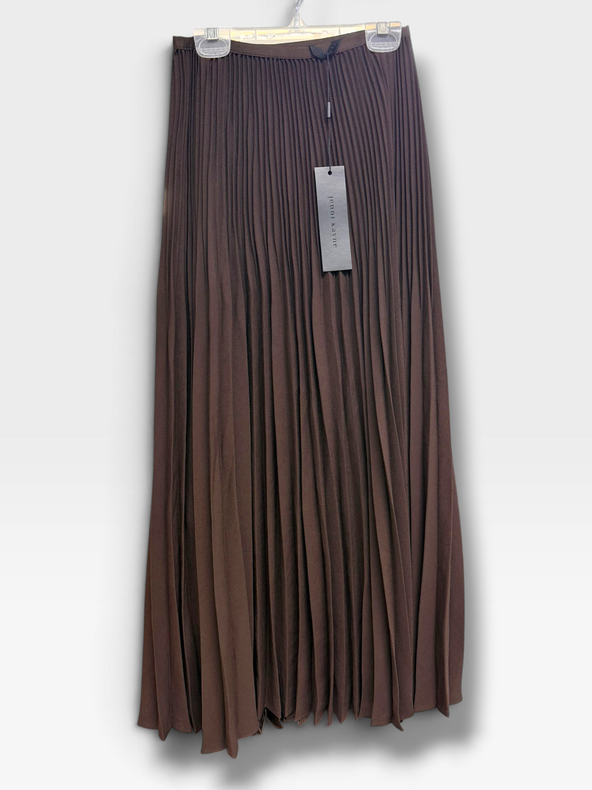 NWT JENNI KAYNE CHOCOLATE BROWN PLEATED MAXI SKIRT SIZE SMALL