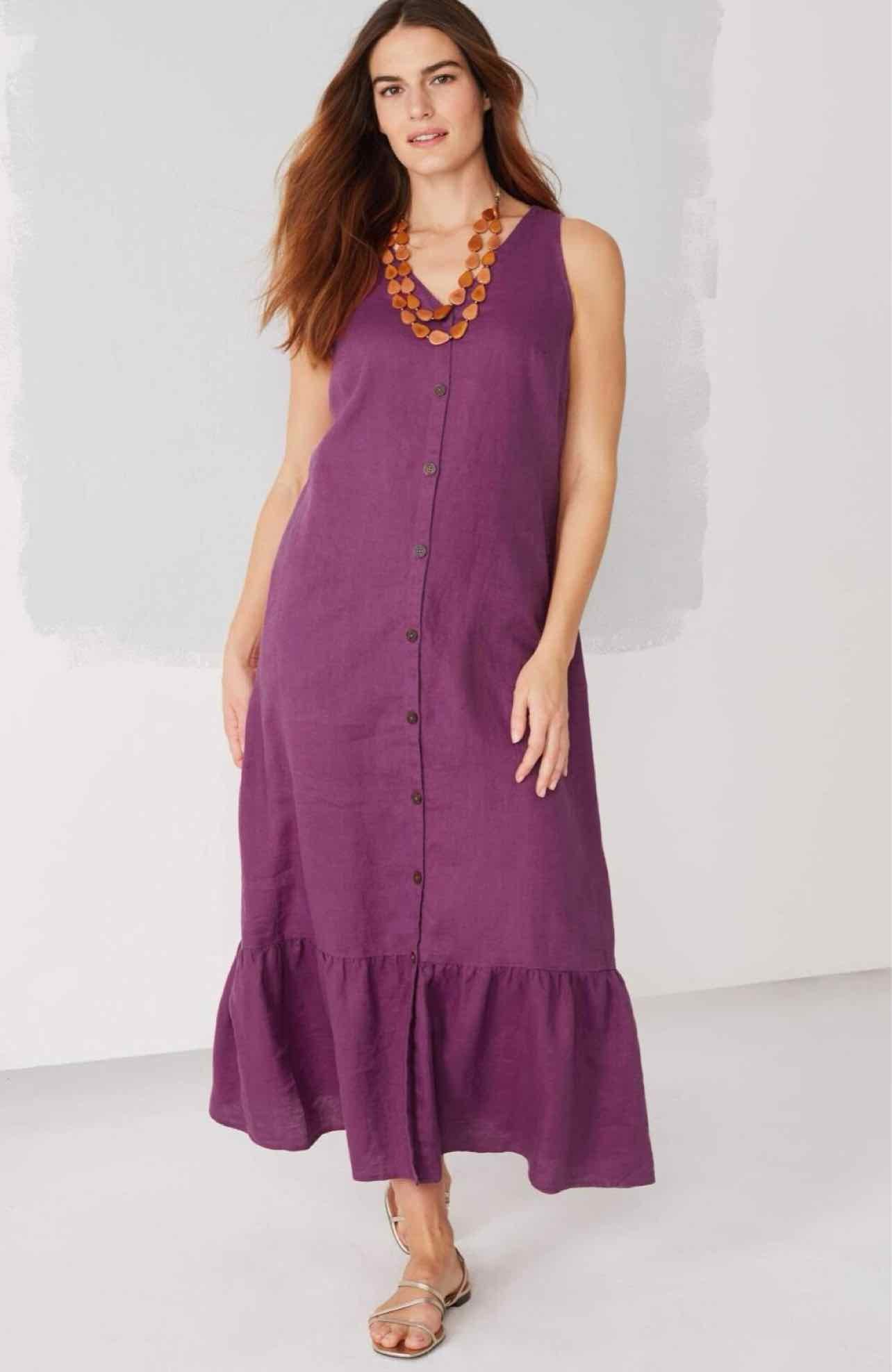 JJILL NWT LINEN BUTTON FRONT MAXI DRESS SIZE: S
