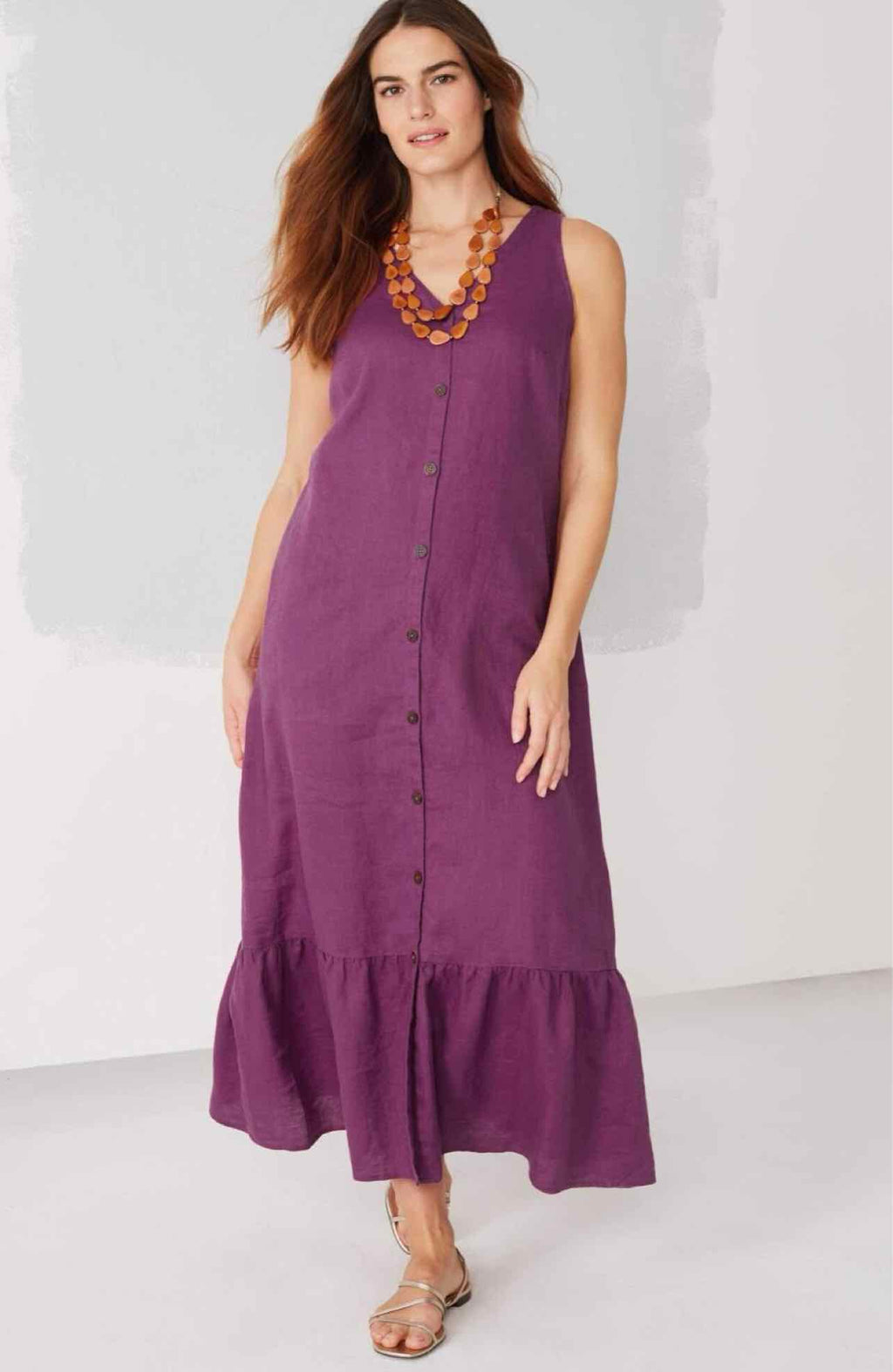 JJILL NWT LINEN BUTTON FRONT MAXI DRESS SIZE: S