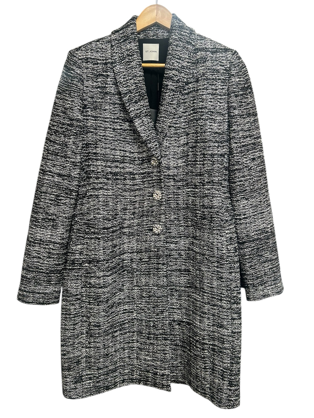 NWT ST JOHN CRYSTAL BUTTON METALLIC KNIT JACKET FALL 2022 SIZE 8