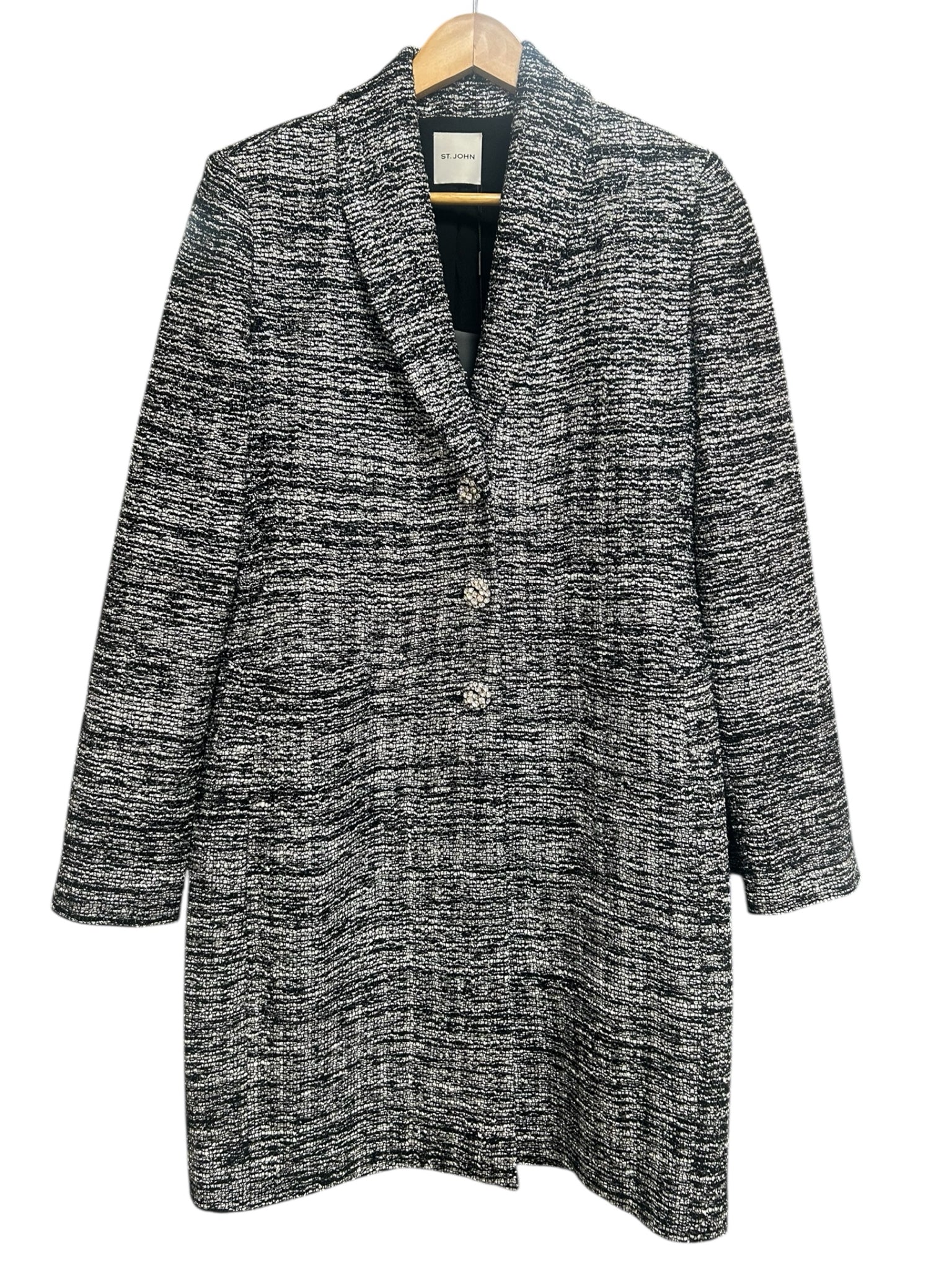 NWT ST JOHN CRYSTAL BUTTON METALLIC KNIT JACKET FALL 2022 SIZE 8