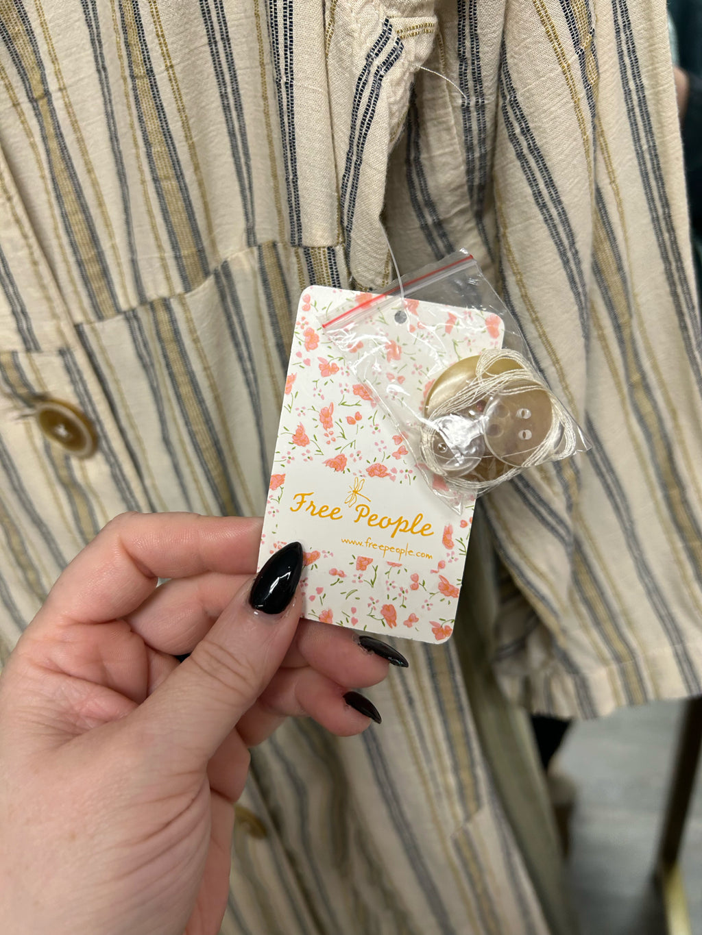 FREE PEOPLE NWT SWEET MELODY TRENCH LONG STRIPE DOUBLE BREASTED SIZE M