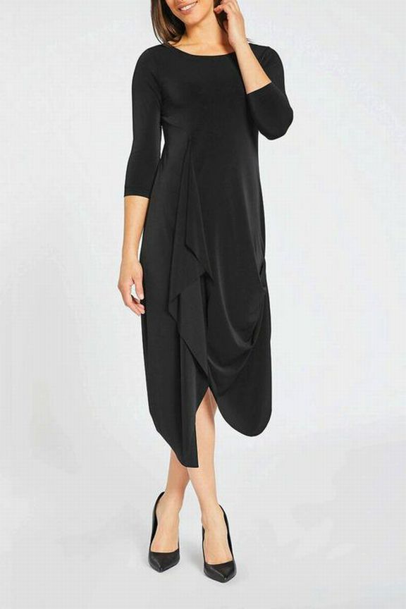 SYMPLI NWT! DRAMA REVERSIBLE ANGLED HEM BLACK DRESS SIZE 2