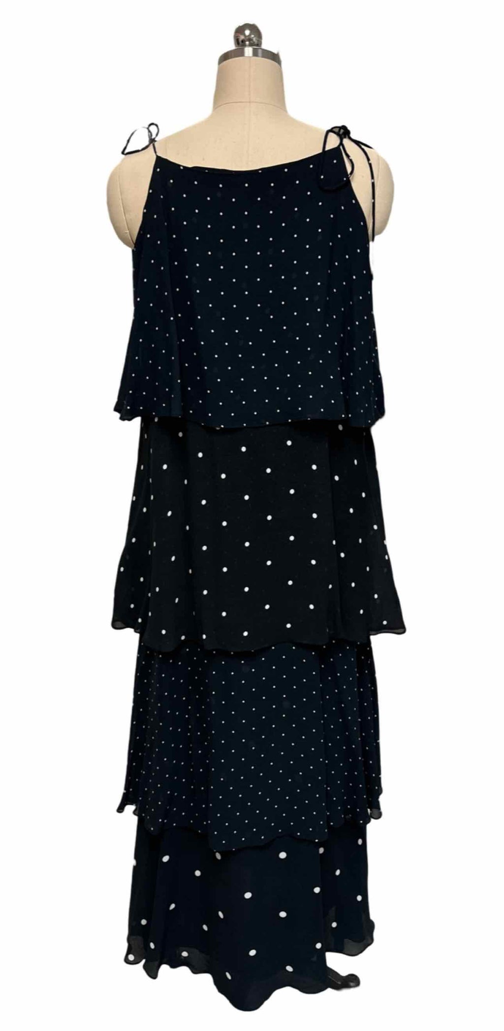 ANINE BING POLKADOT DAISY TIERED BLACK/WHITE MAXI DRESS SIZE M