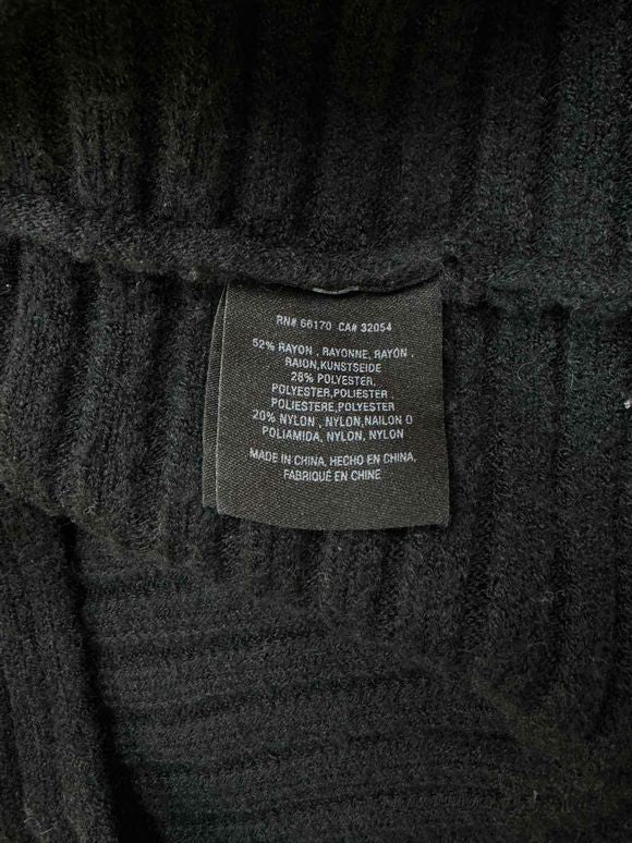ANTHROPOLOGIE MOTH RIBBED COWL NECK BLACK SWEATER SIZE XS