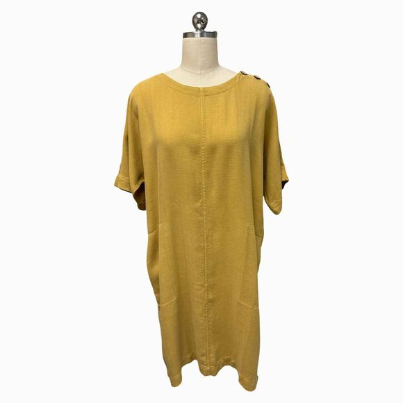 PUREJILL NWT! WEAVE TEXTURE MIDI MUSTARD DRESS SIZE S