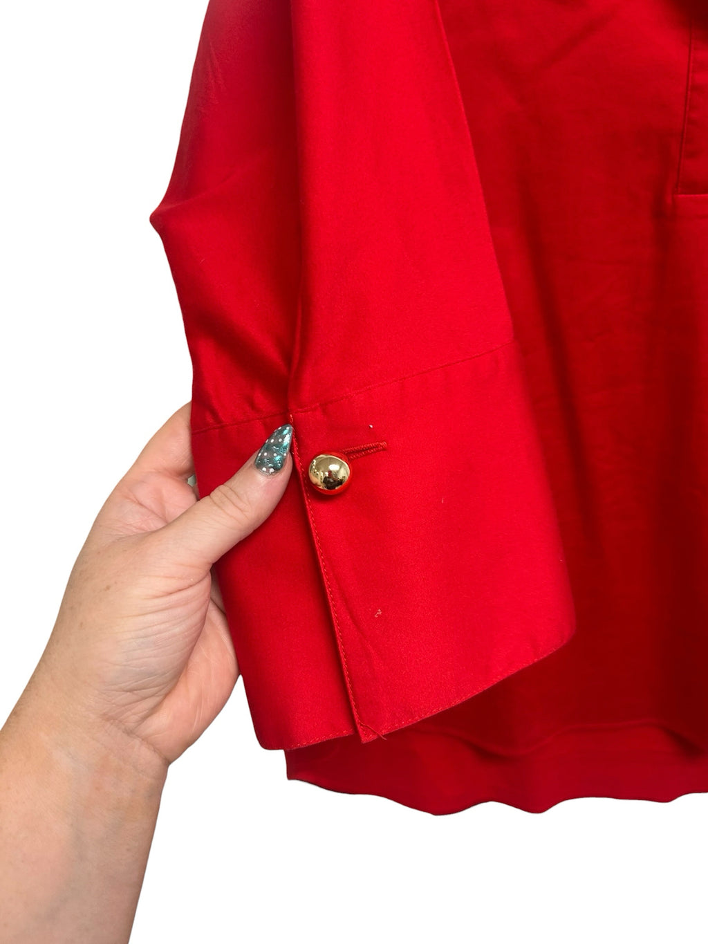 TUCKERNUCK WILLOW SPLIT COLLAR RED 3/4 SLEEVE TUNIC SIZE MEDIUM
