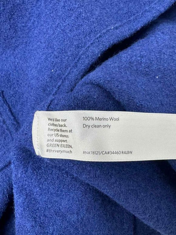 EILEEN FISHER LIGHTWEIGHT BOILED WOOL MOTO COBALT JACKET SIZE MP