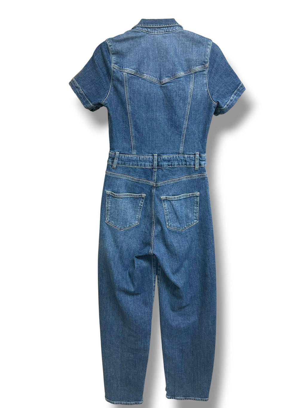ANTHROPOLOGIE PAIGE ALEXIS BARREL DENIM SHORT SLEEVE JUMPSUIT SIZE 2