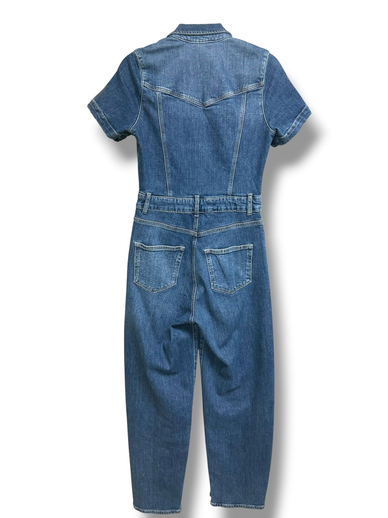 ANTHROPOLOGIE PAIGE ALEXIS BARREL DENIM SHORT SLEEVE JUMPSUIT SIZE 2