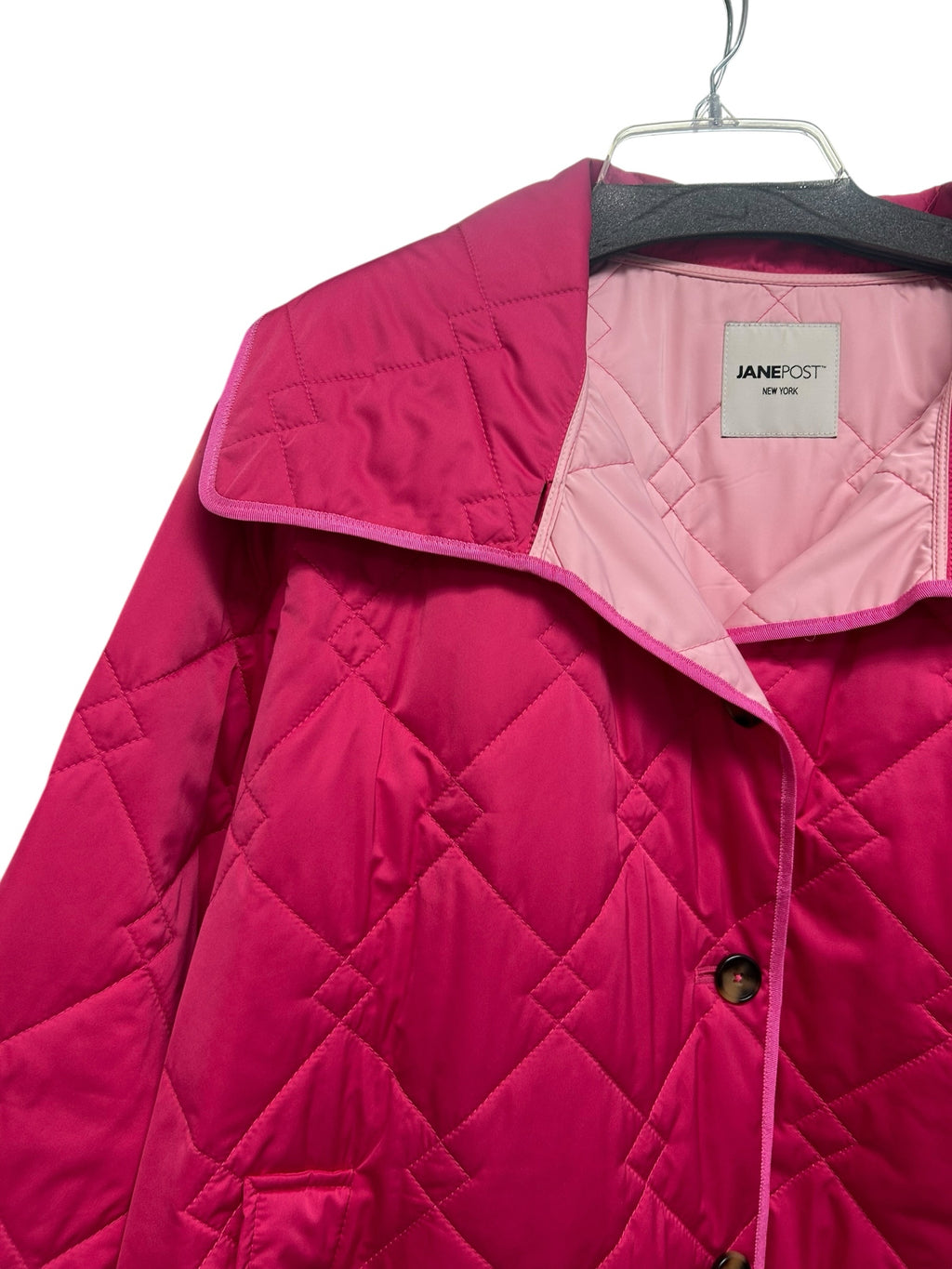 JANE POST THE ICONIC JANE QUILTED  BRIGHT RASPBERRY PINK JACKET SIZE XL - WEARHOUSE  CONSIGNMENT