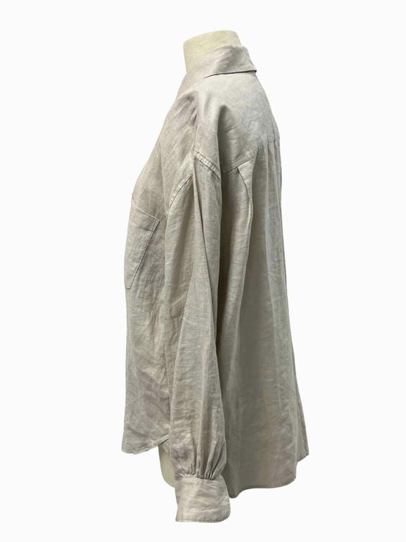 BIRDS OF PARADISE  LINEN LS BUTTON-UP SIZE: M