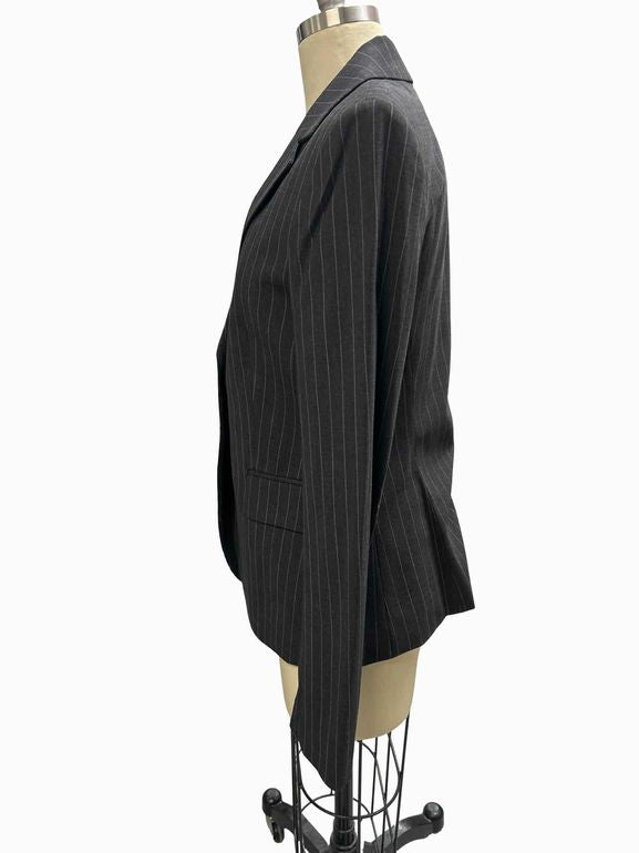 THEORY  CARISSA CLASSIC WOOL BLEND PINSTRIPE BLAZER SIZE: 8