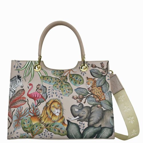 ANUSCHKA MEDIUM SATCHEL HANDPAINTED AFRICAN ADVENTURE
