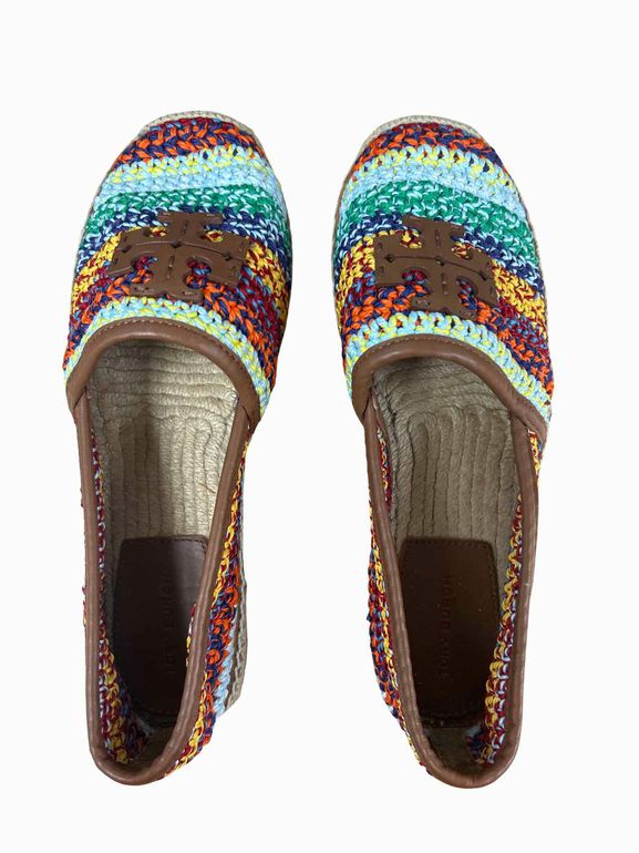 TORY BURCH EVERLY WOVEN CORD ESPADRILLE SIZE: 7.5
