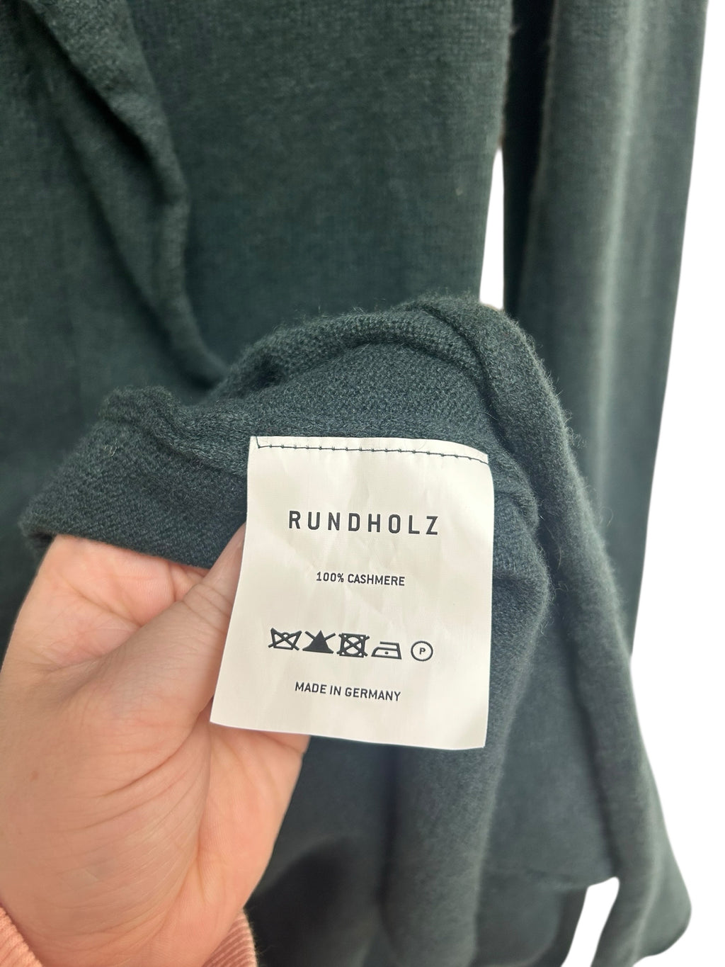 RUNDHOLZ 100% CASHMERE ART TO WEAR DIP EVERGREEN TUNIC SWEATER SIZE XS