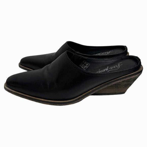 FREE PEOPLE TALLULAH LEATHER BLACK MULE SIZE 40– WEARHOUSE