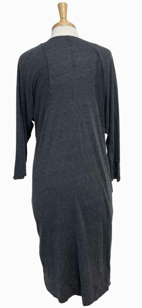 RAQUEL ALLEGRA BASIC VNECK LONG SLEEVE COTTON BLEND CHARCOAL DRESS SIZE 0