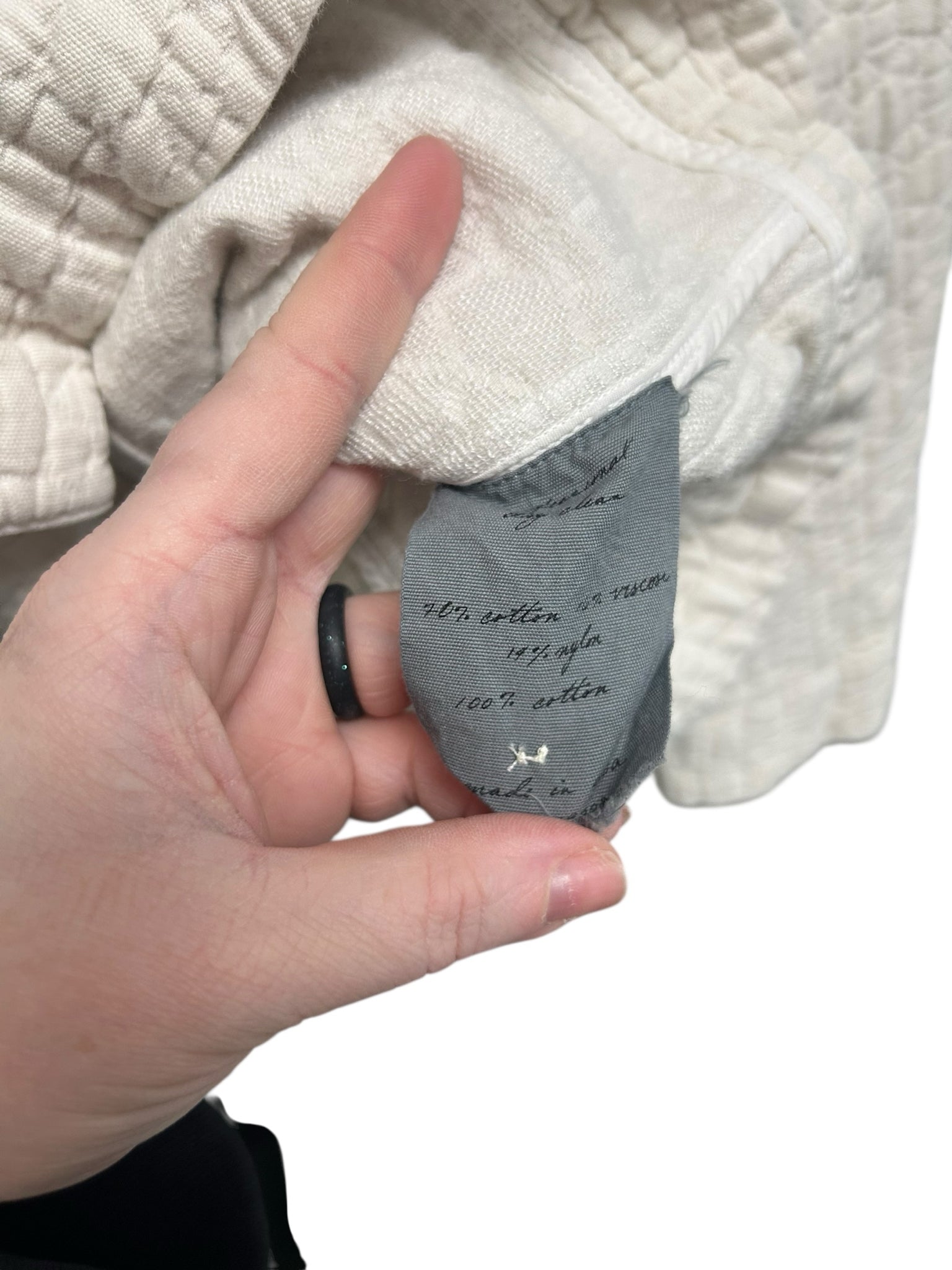 RAQUEL ALLEGRA QUILTED SHAW COLLAR SHORT BELTED MUSLIN JACKET SIZE 0